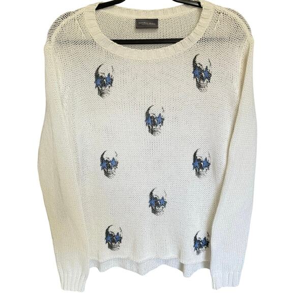 Wooden Ships Sweaters - Wooden Ships Skulls Stars Sweater Pullover Knitted Crewneck Cream Size Medium
